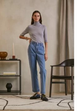 Filippa K ELBOW SLEEVE - Basic T-shirt - Fog Blue -Filippa K shop 75158add3e2d481dbcec0a9d7b2d0a94